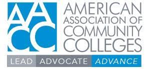 American Association of Community Colleges logo with Lead, Advocate, Advance text underneath