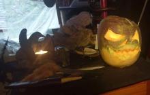 spooky turnip jack-o-lantern for Samhain/Halloween